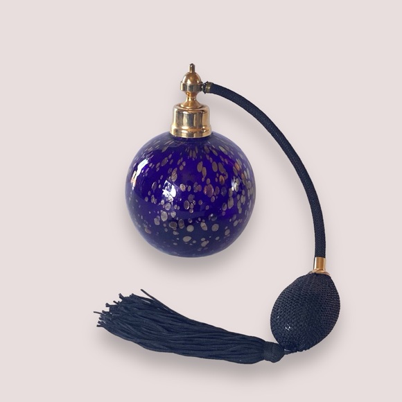 *RESERVED FOR MANDY*Glass Act Studio Royal Blue Gold Flecks Atomizer Spritzer - Picture 1 of 11